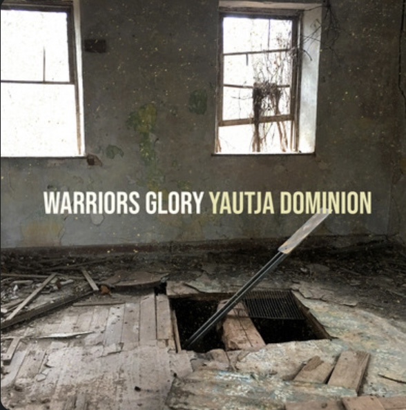 YAUTJA DOMINION — Warriors Glory single cover: derelict room with broken floorboards and light streaming through two shattered windows