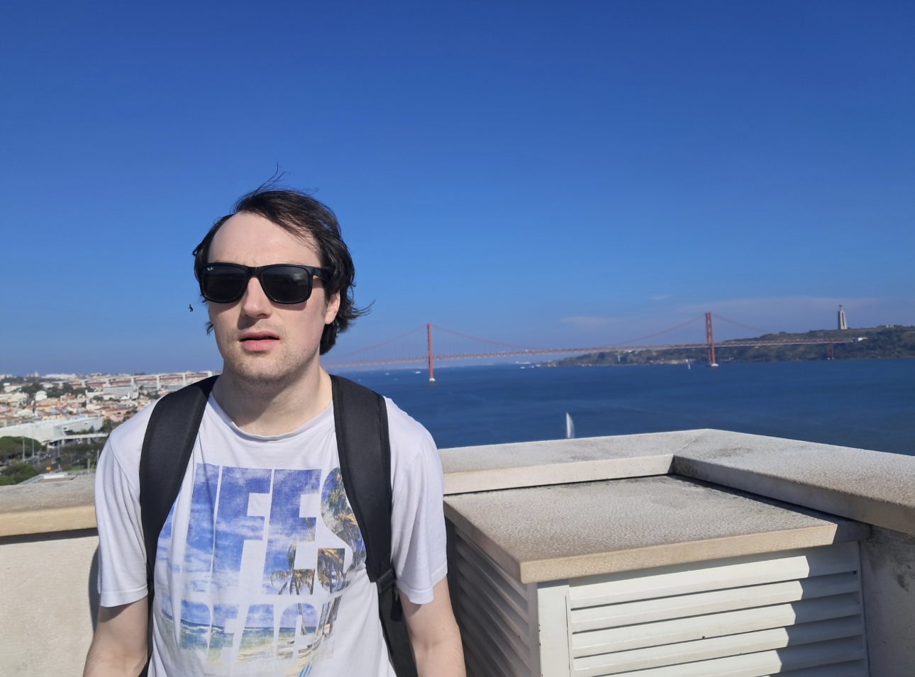 Alexander Cole (d'ARC), Irish musician, photographed outdoors on a sunny day