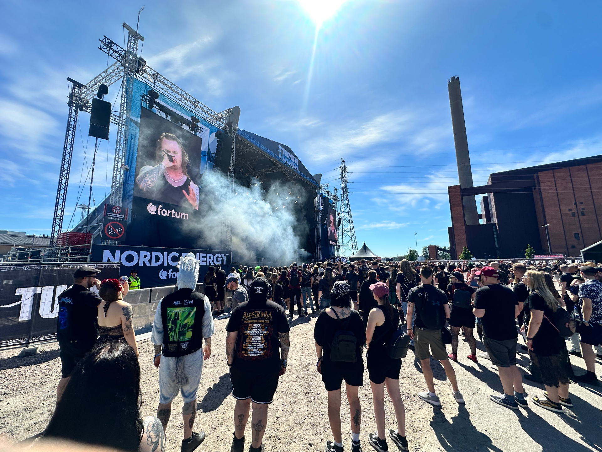 Day 2 kicked off with Balance Breach detonating the main stage under the Helsinki sun. Balance Breach opening Day 2 of Tuska Festival 2026 on the Fortum / Nordic Energy main stage in Helsinki