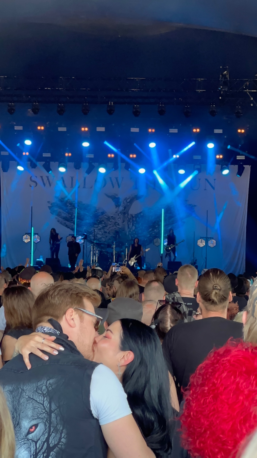 Swallow the Sun covered Tuska in a wall of sorrow and atmosphere. Swallow the Sun performing at Tuska Festival 2026 under deep blue stage lights in Helsinki