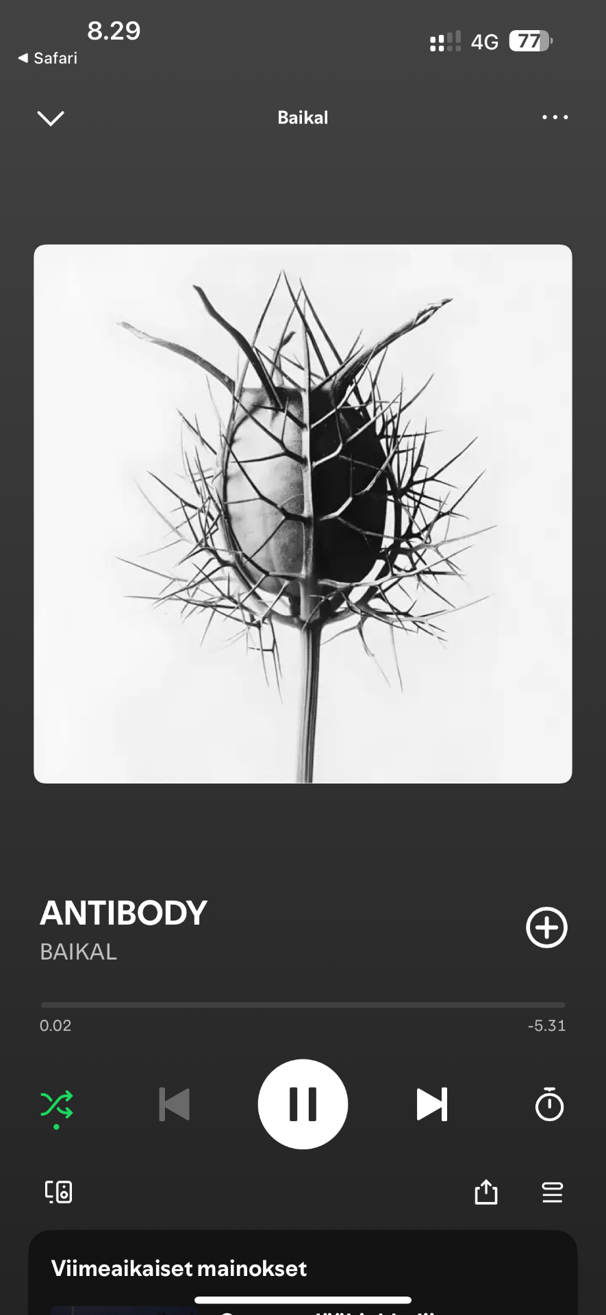 BAIKAL debut album cover — a thorned seed pod photographed against a pale background