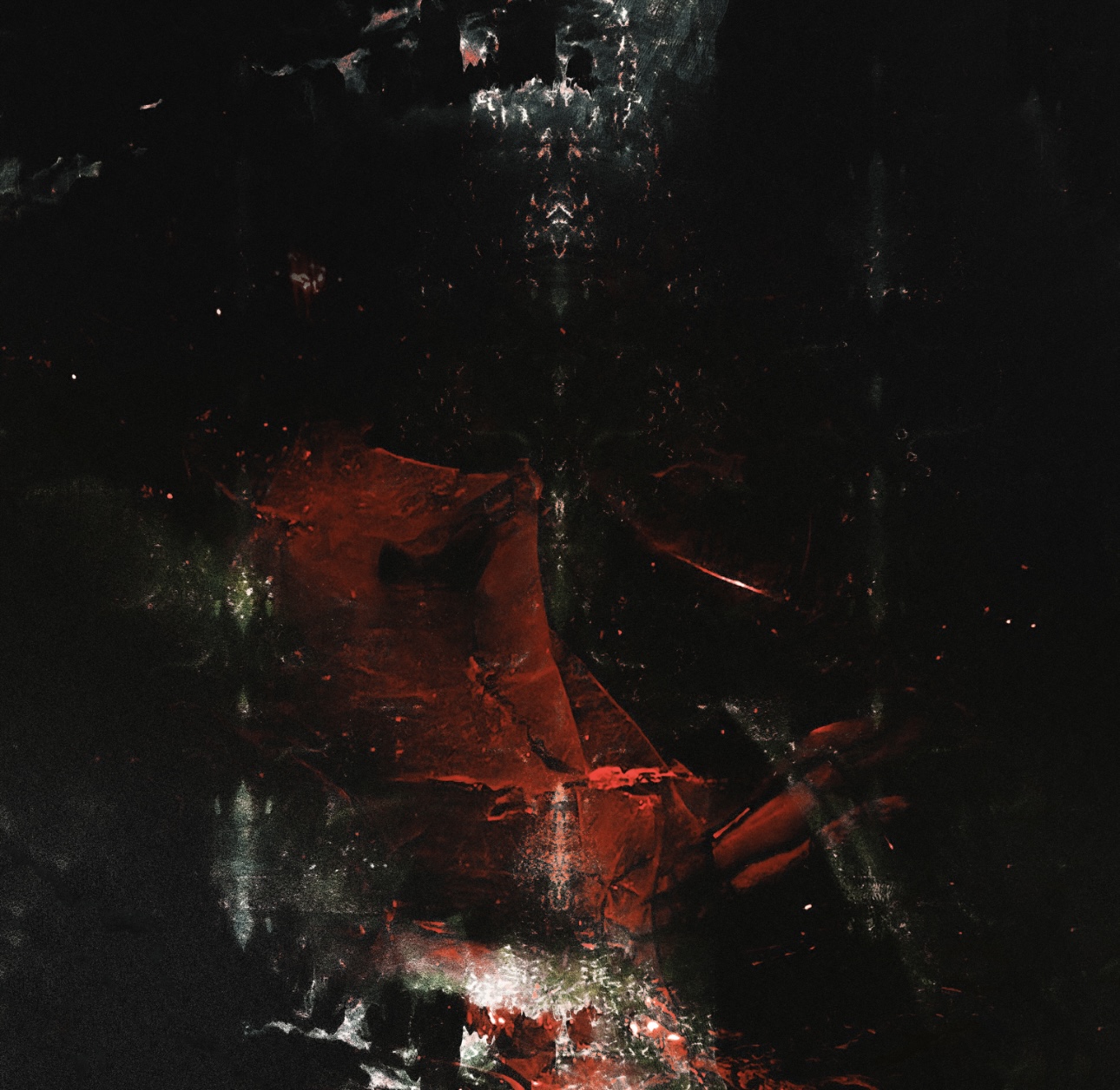 PROJECT: Beyond – “The End” single artwork: abstract dark composition with red and black textures