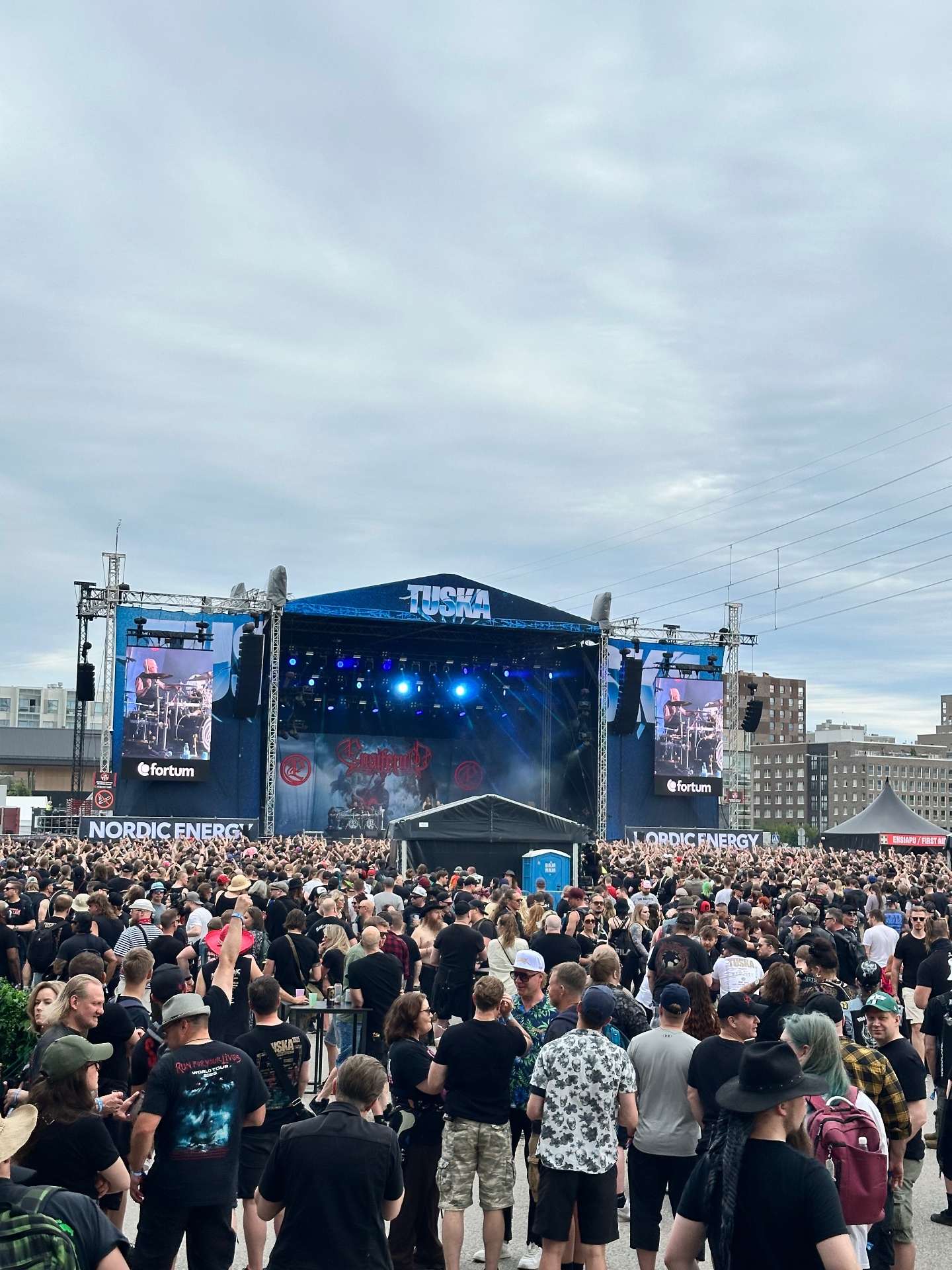 Ensiferum bringing folk metal fury to the Tuska main stage. Ensiferum performing on the Tuska main stage on day one of Tuska Festival 2026 in Helsinki